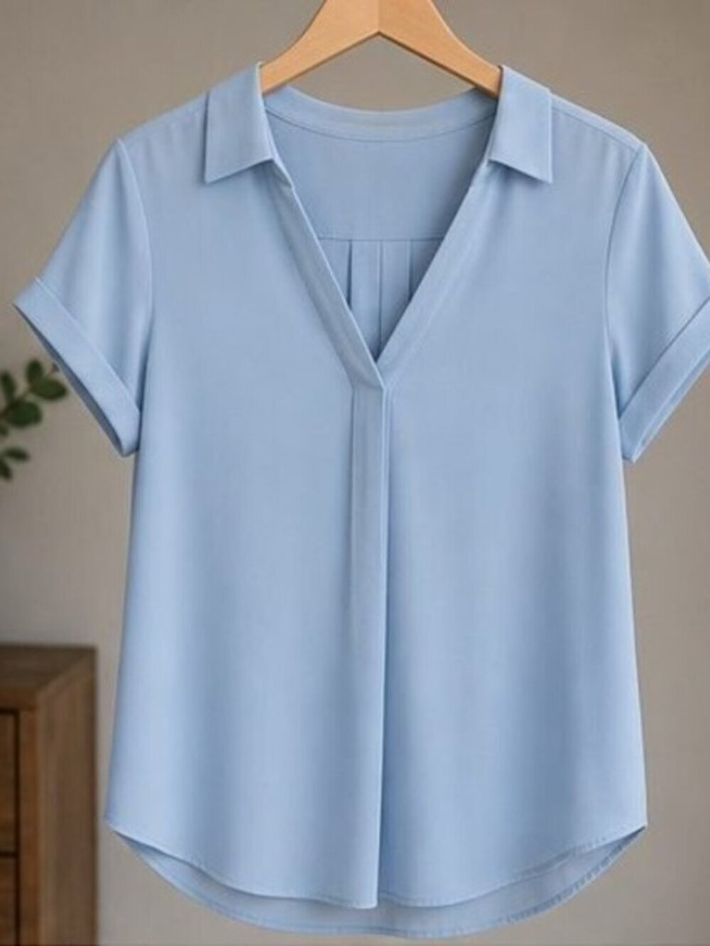 Blue V Neck Top